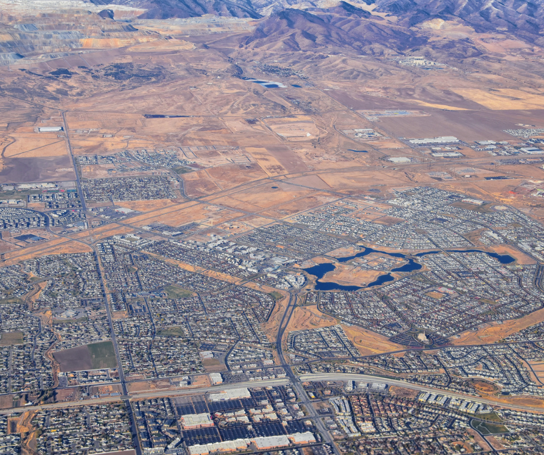 A large area with many buildings.