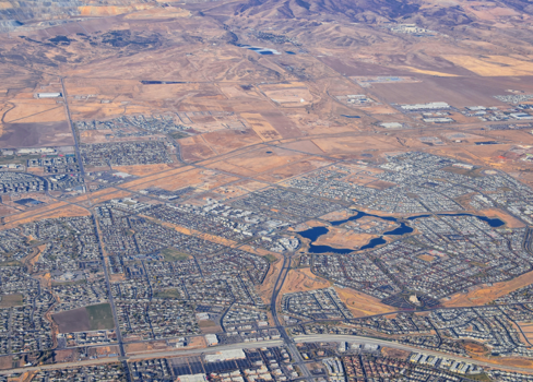 A large area with many buildings.