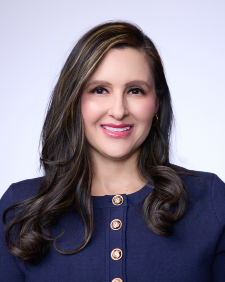 A woman with long hair.