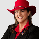 A person wearing a red hat.