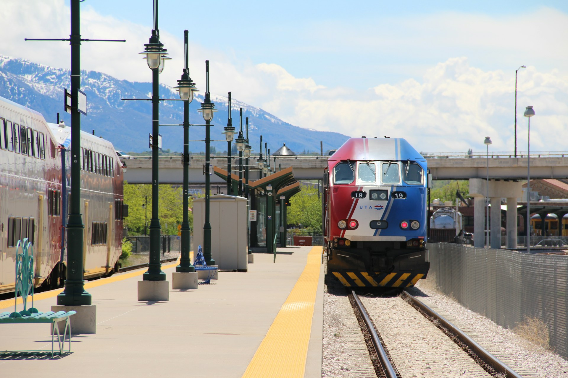 Trains on the railway tracks.