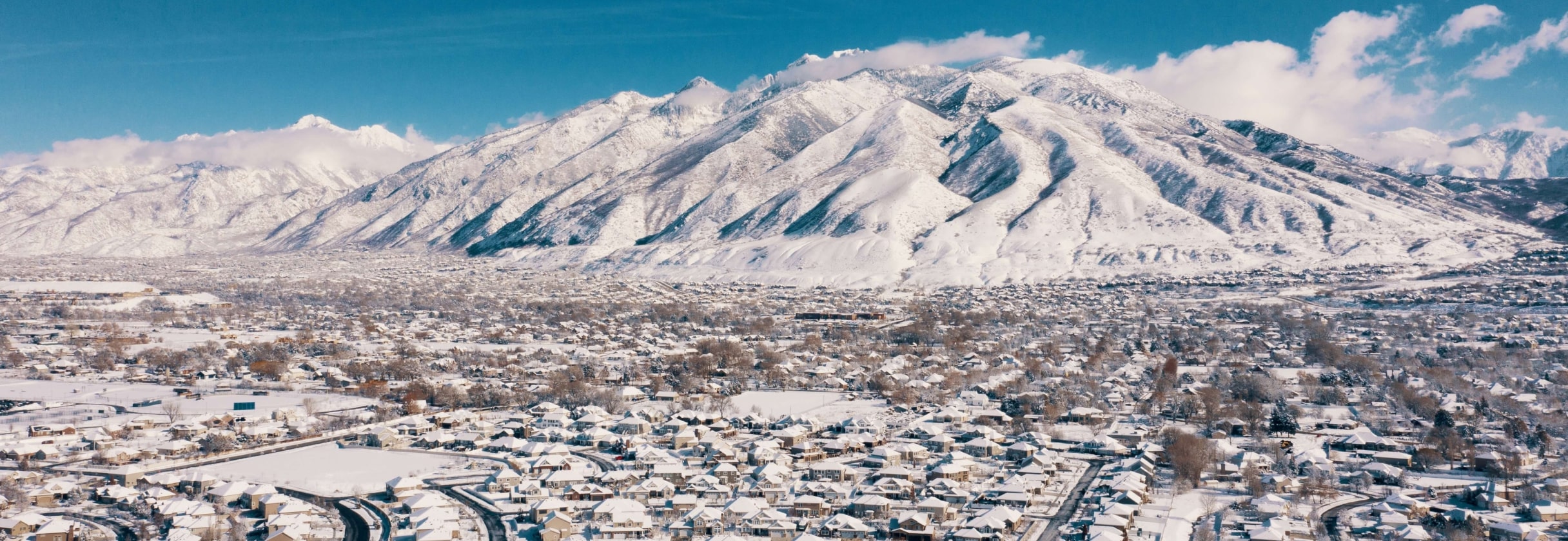 A large snowy mountain.
