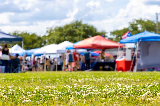 A group of people at an outdoor event.