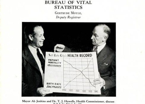 BUREAU OF VITAL STATISTICS GERTRUDE MOYLE. RECORD mgrH Increases Ab Dr. T. J. dim Salt City' ,