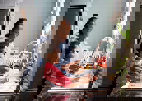 A person and a child.