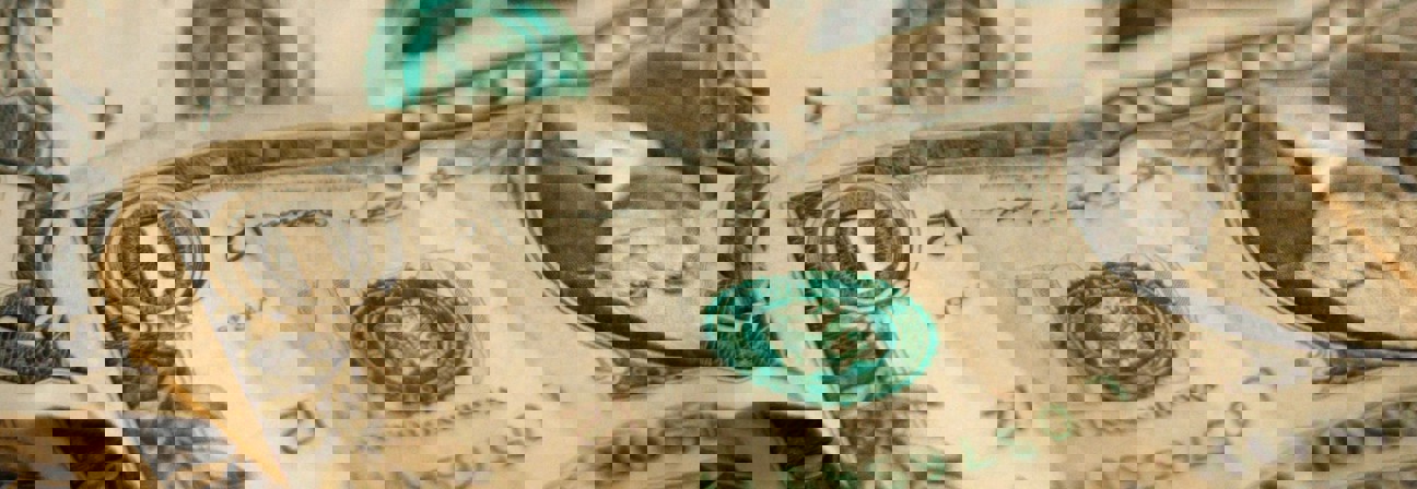 A close-up of some money.