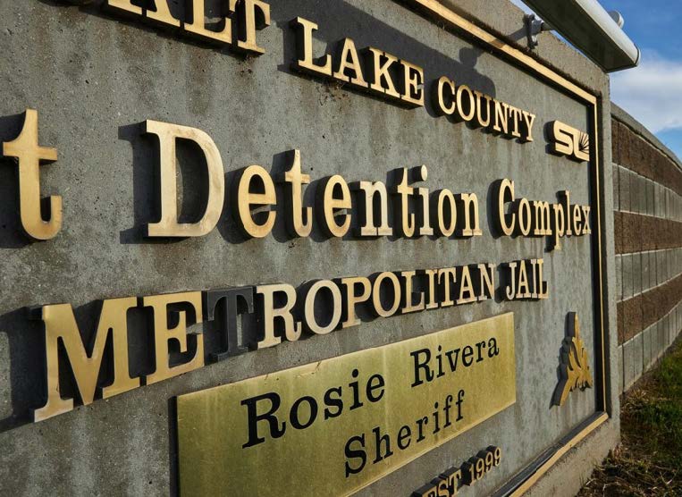 A sign on a building.