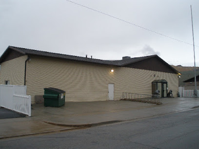 A building with a garage.