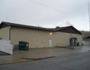 A building with a garage.