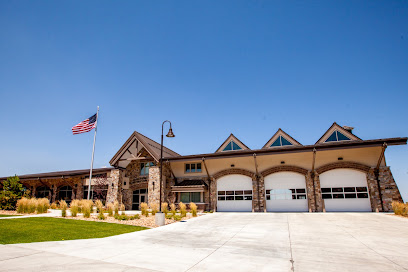 A building with a flag on the front.