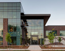 A building with glass windows.