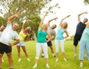 A group of people jumping in the air.