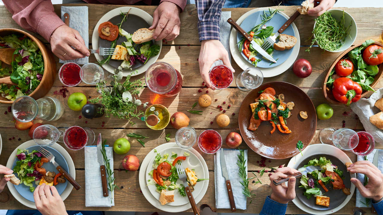 People eating at a table.