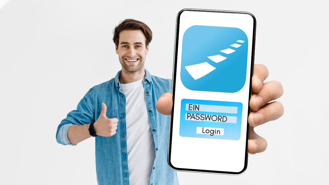 A person holding a card.