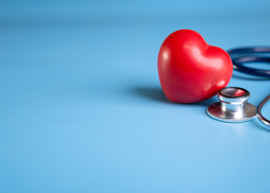 A red heart on a key chain.