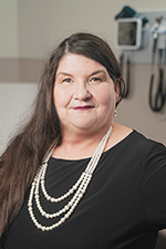 Angela Breidenbach with long hair.