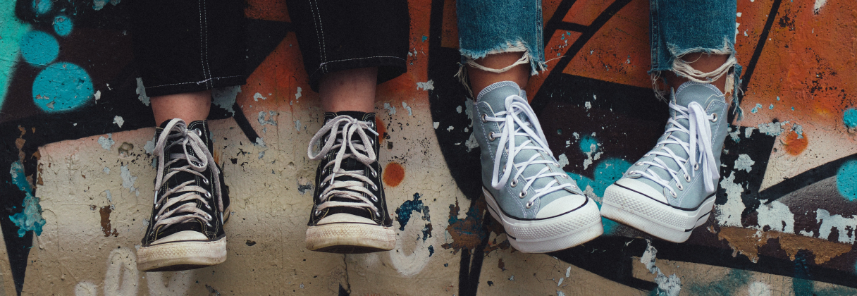 A pair of shoes on a floor.