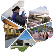 A person sitting on a slide.