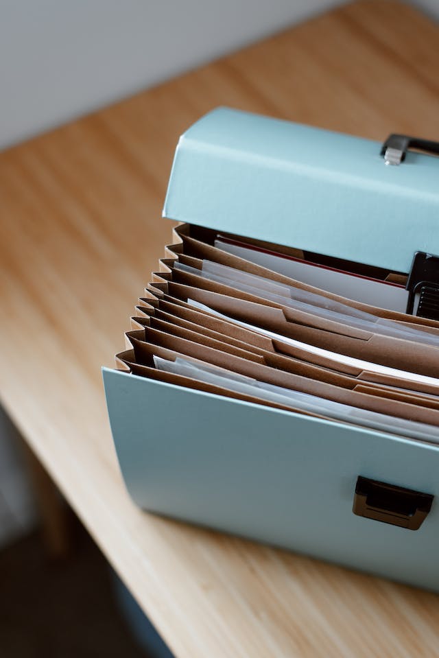 A box of files