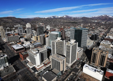 A city with many buildings.