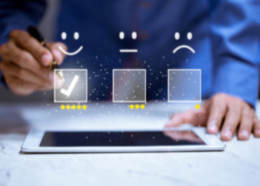 A person using a laptop.