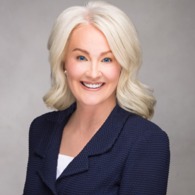 A woman with blonde hair.