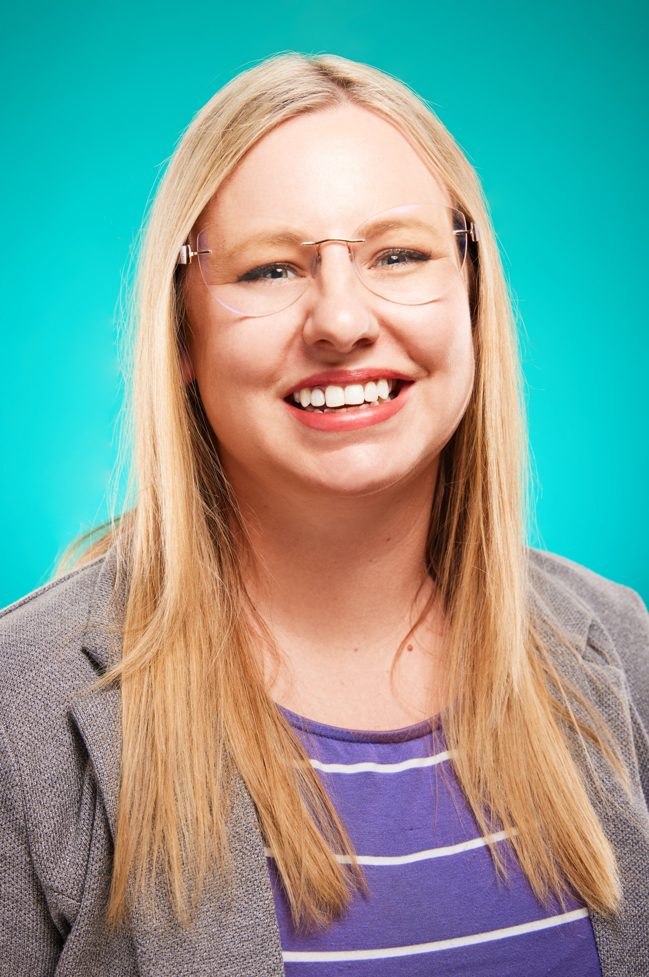 A woman with blonde hair.