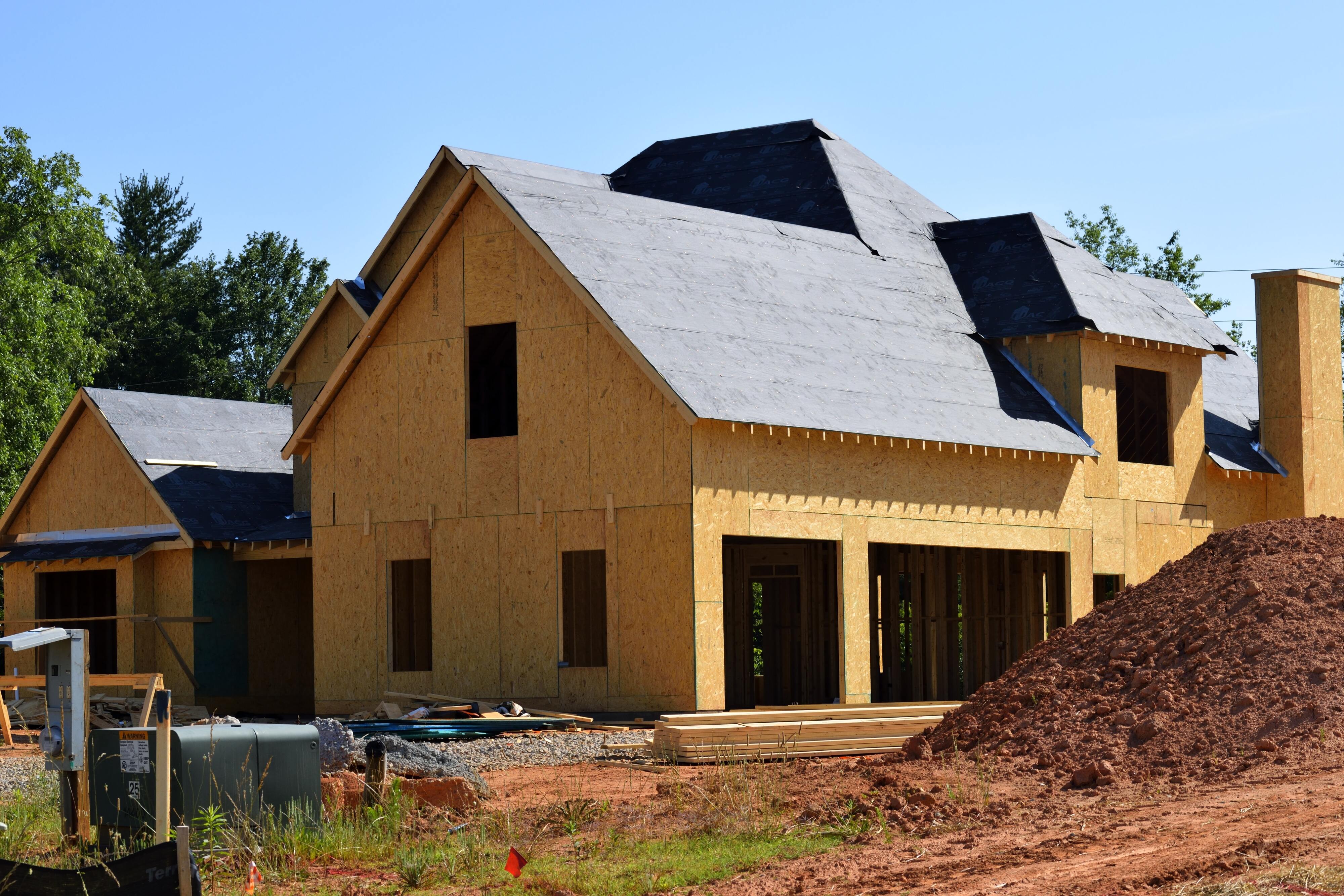 A house being built.