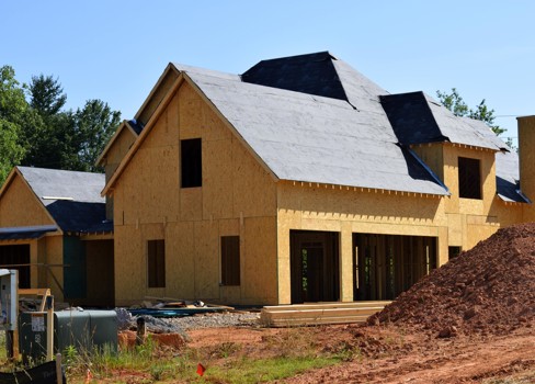 A house being built.