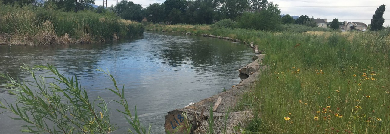 A wooden dock over a river.