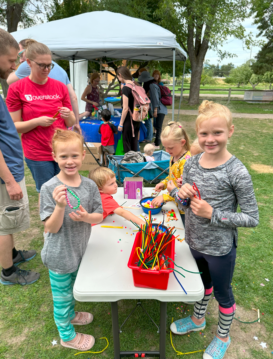 A group of children at a picnic.